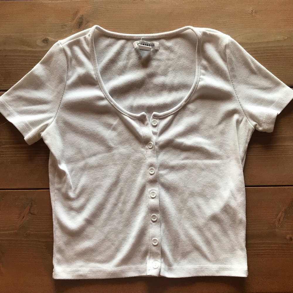 Glamour Button Up Crop Top